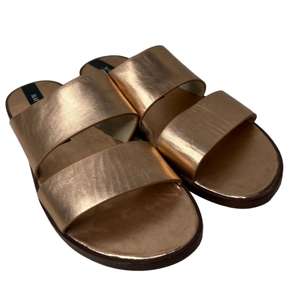 Matt Bernson Women Size 7 Cooper Rose Gold Havana Slide Slip on Sandals Flat